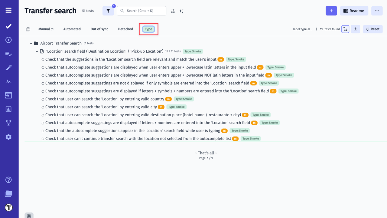 Testomatio - Filter Label & Custom Field